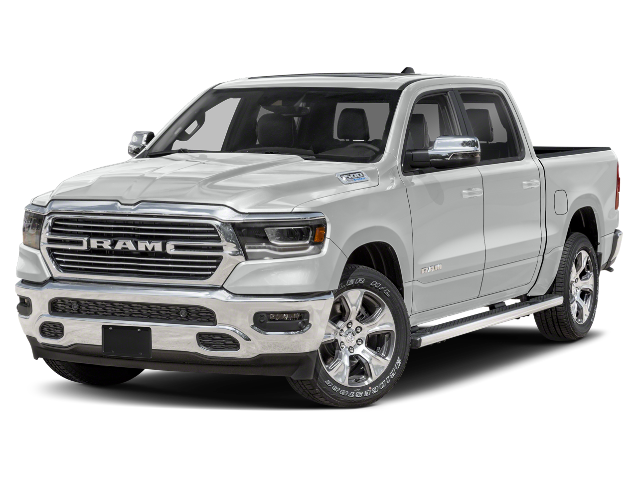 2024 RAM 1500 Laramie in Bright White Clearcoat — front three-quarter view
