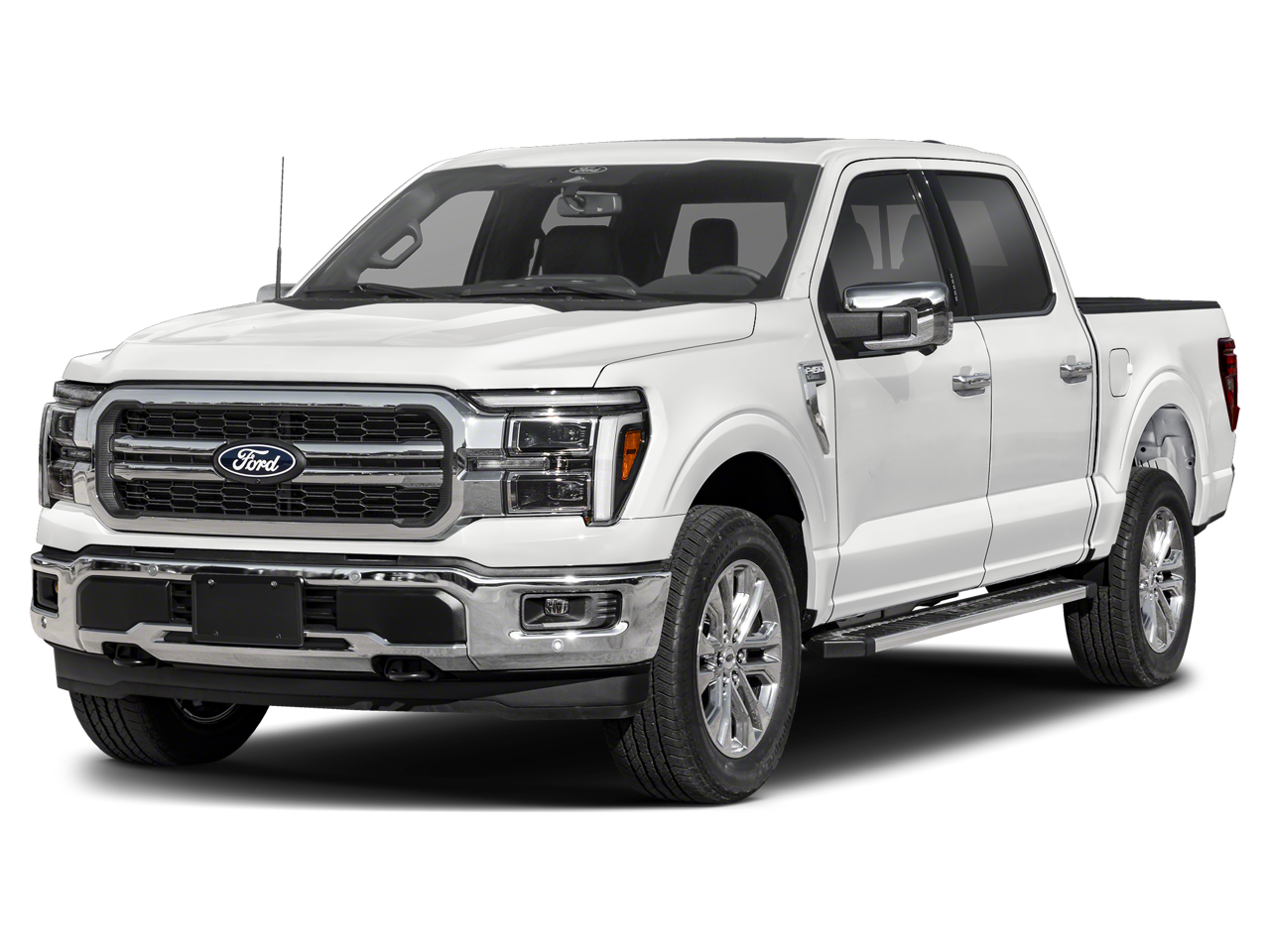 2026 Ford F-150 LARIAT in Oxford White — front three-quarter view