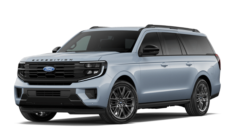 2027 Ford Expedition Max Platinum in Glacier Gray Metallic Tri-Coat — front three-quarter view
