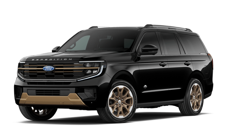 2027 Ford Expedition King Ranch in Agate Black Metallic — front three-quarter view