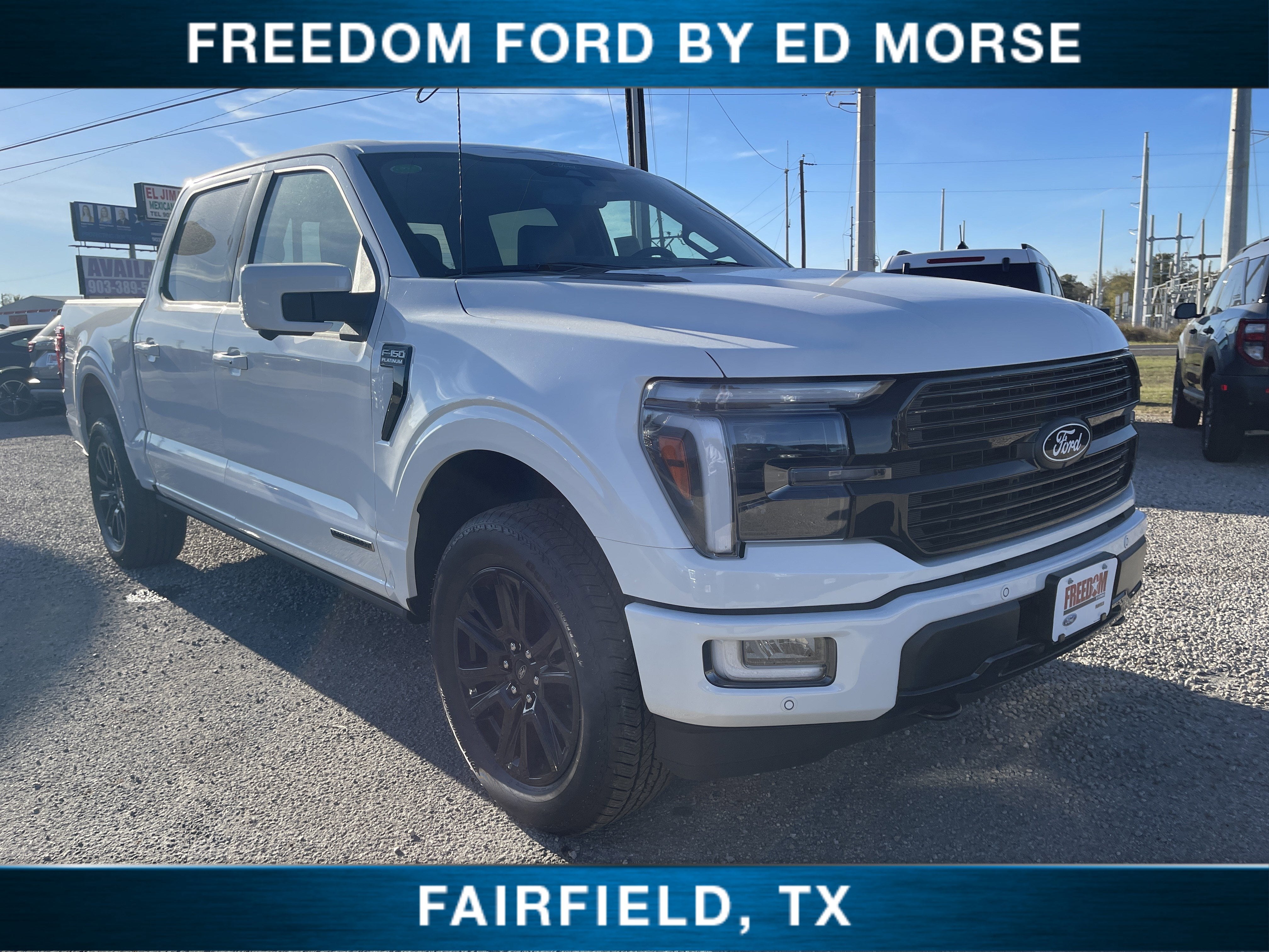 2025 Ford F-150 Platinum in Star White Metallic Tri-Coat — front three-quarter view