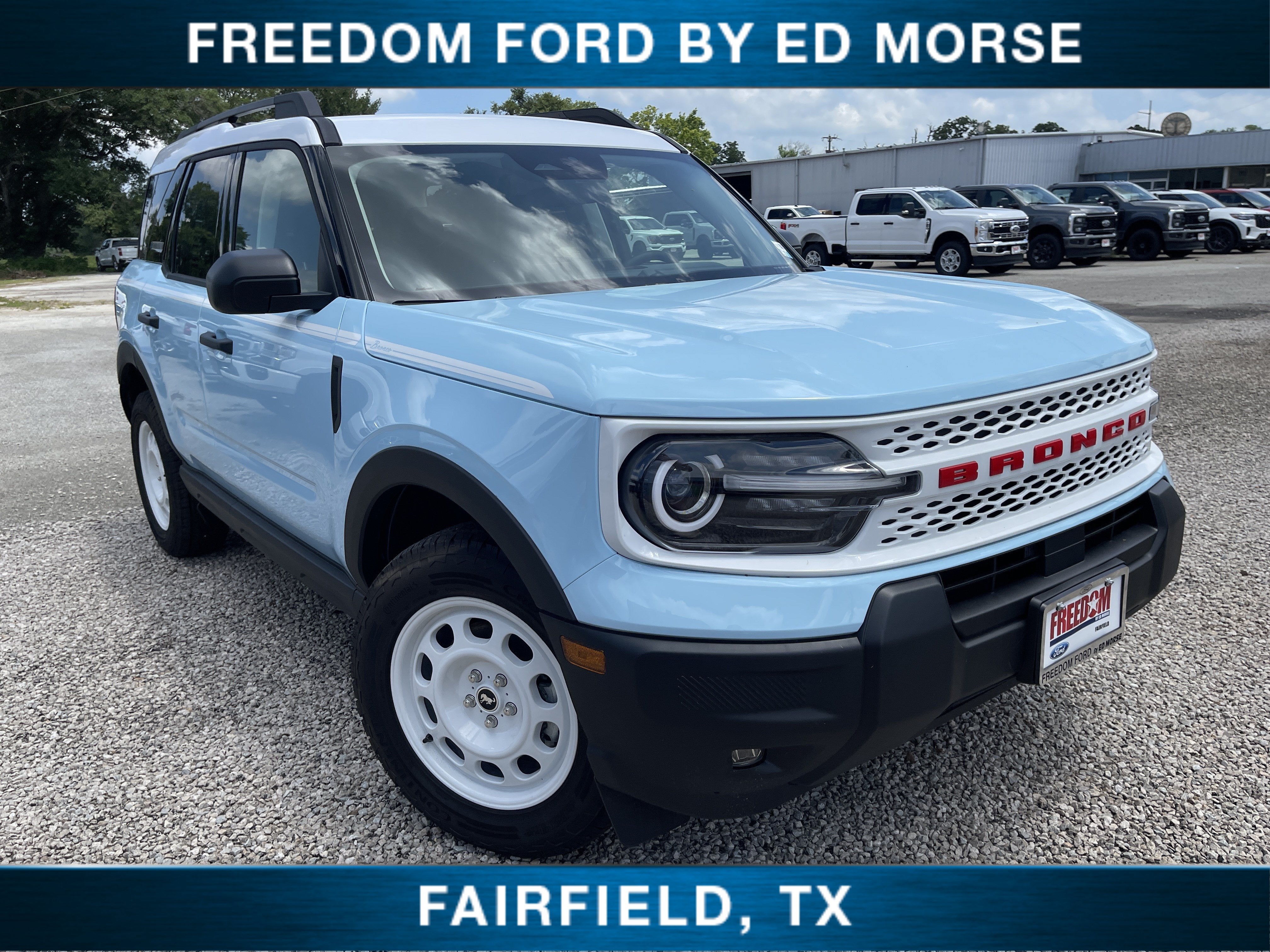 2026 Ford Bronco Sport Heritage in Robins Egg Blue — front three-quarter view